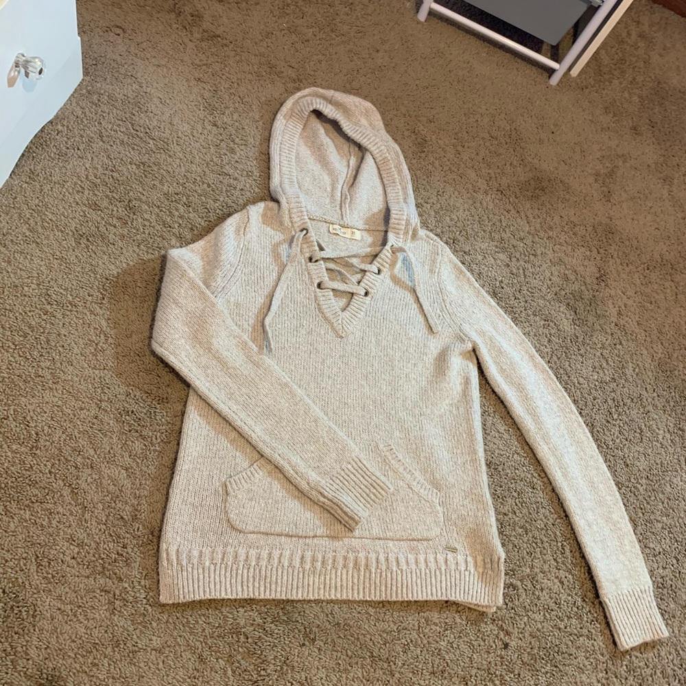Hollister lace up hooded sweater